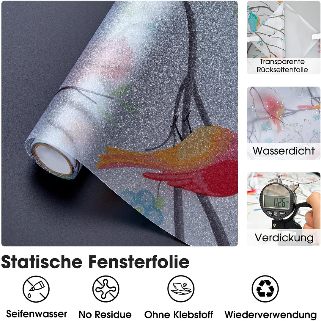Lifetree Fensterfolie Blickdicht Sichtschuzfolie Selbsthaftende: Glasmalerei Sonnenschutz Fenster Bu