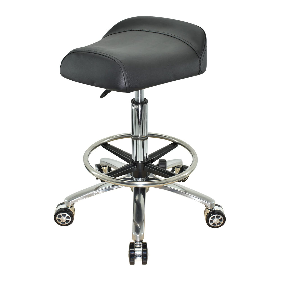 VAKON SALON - Breitsitz Arbeitshocker auf Rollen mit Fussring, höhenverstellbar von 55-75 cm - Drehh