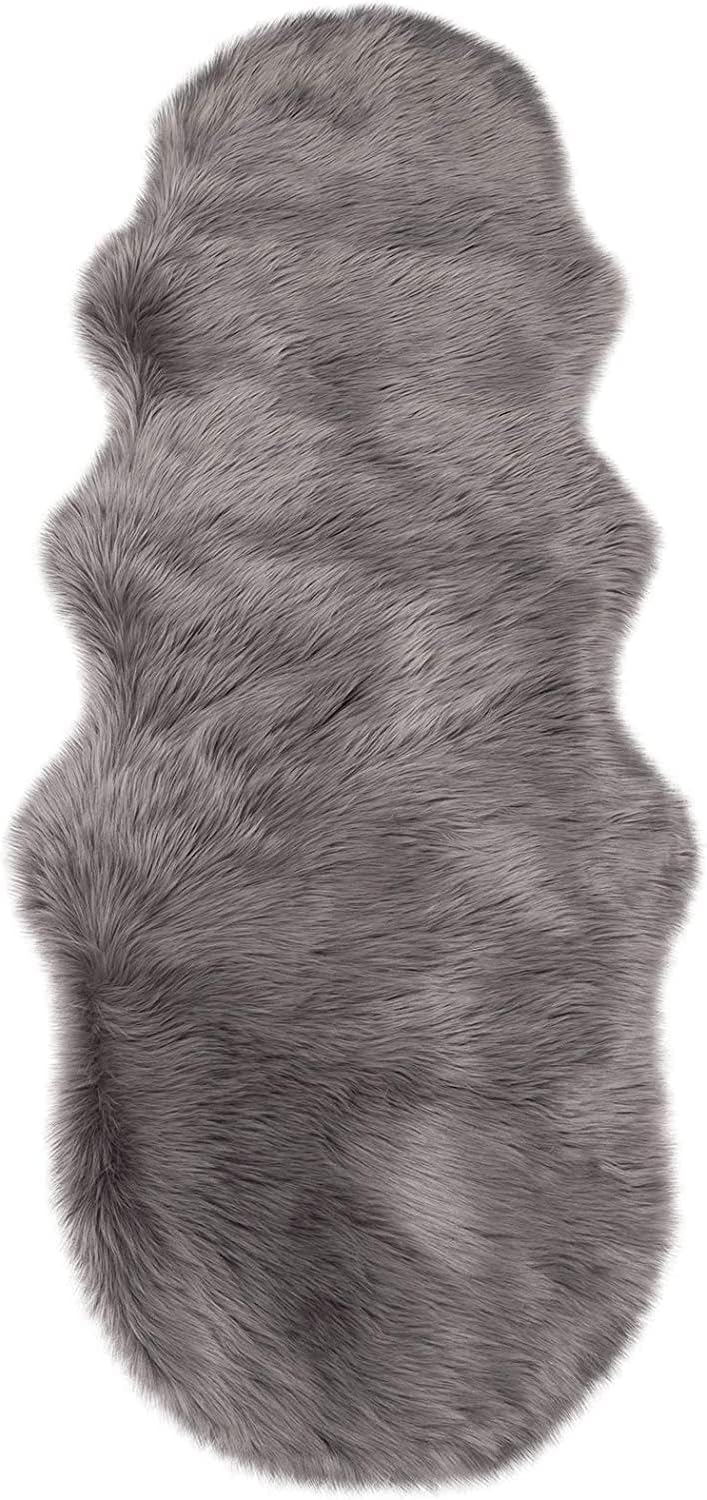 WOLTU Fellteppiche Schaffell, Kunstfell Lammfellimitat Teppich flauschig, Longhair Fell Optik, Dekof