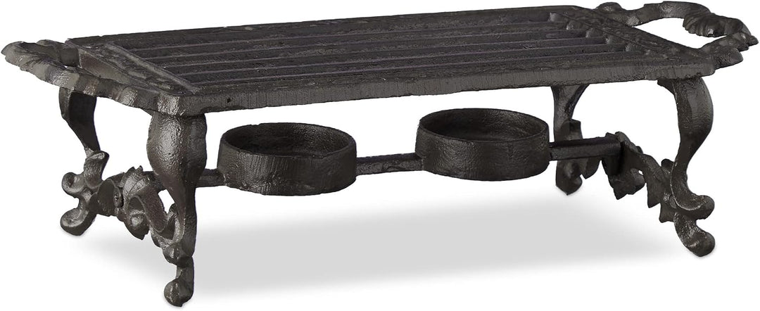 Relaxdays 3 x Warmhalteplatte, extrem robust, Antik-Design, Halter für 2 Teelichter, Gusseisen Stövc