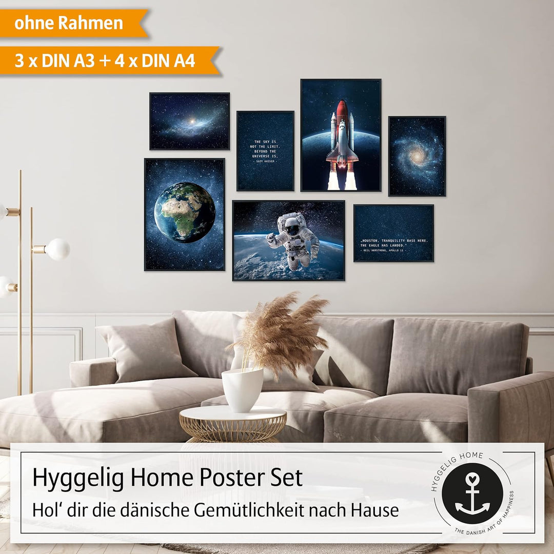 Hyggelig Home Premium Poster Set - 7 passende Bilder im stilvollen Set - Collage Deko - Set Space 3