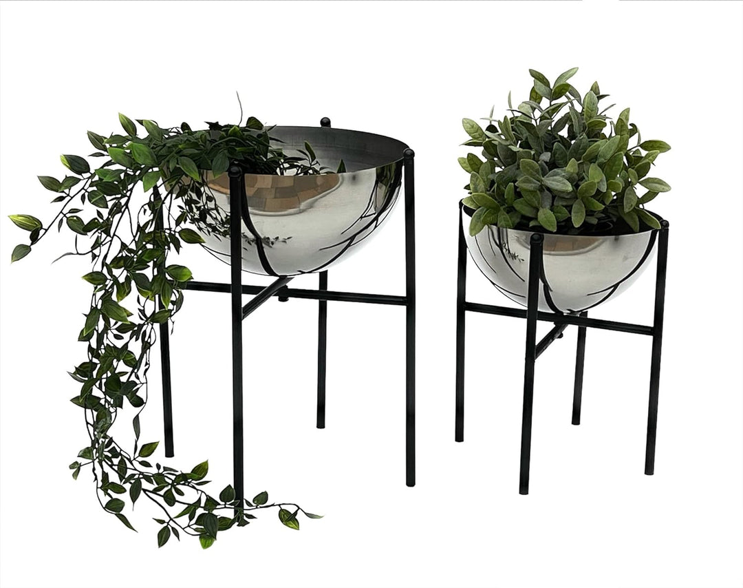 DanDiBo Blumenhocker Metall mit Topf Schwarz Silber 2er Set Blumenständer 96257 Blumensäule Modern P