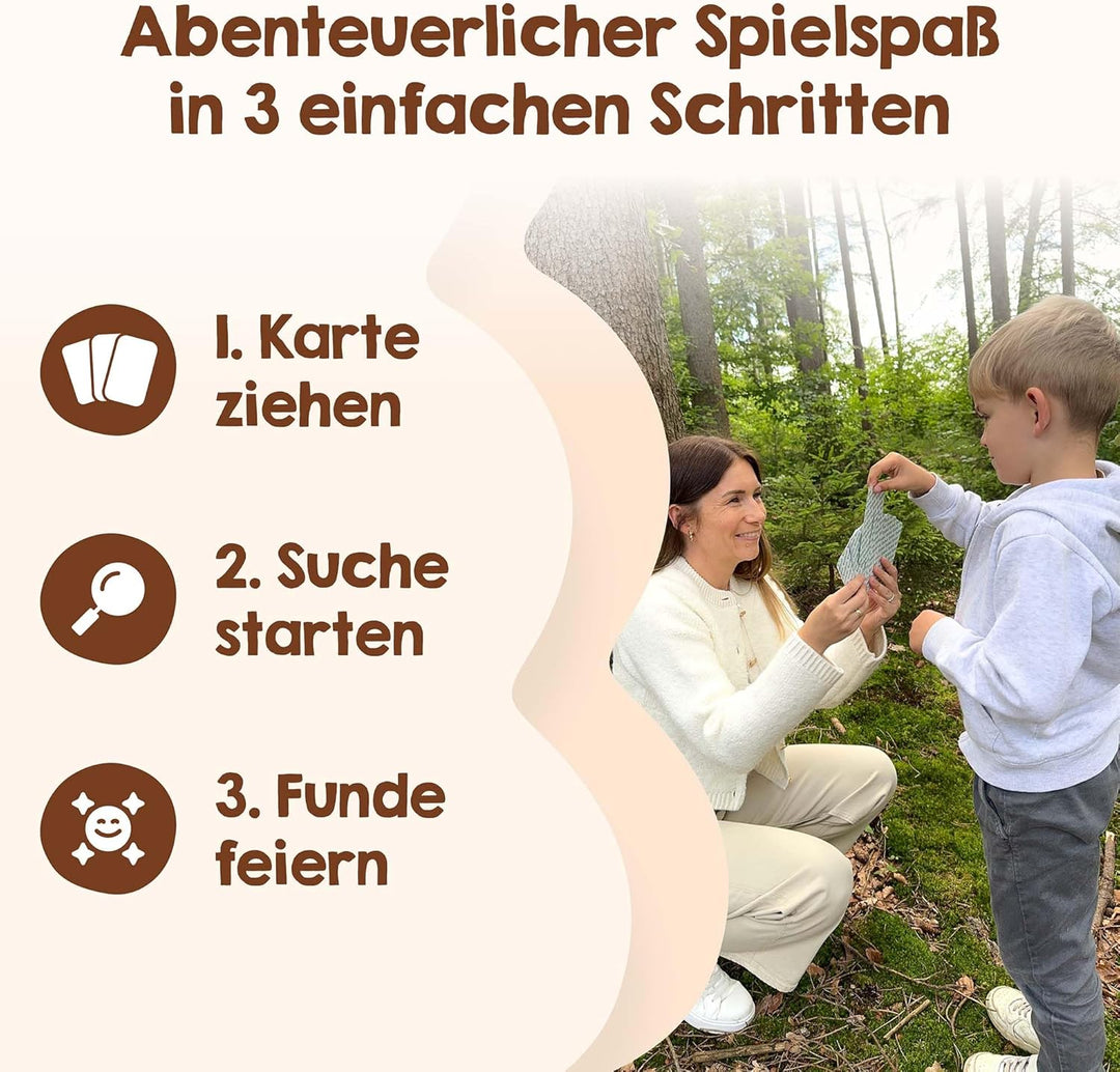 GEFUNDEN! Outdoor Suchspiel für Kinder ab 4 Jahren - [50 Karten] - Outdoor Spiele für Draussen, Scha