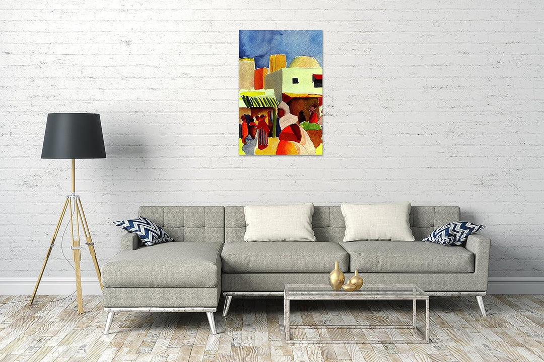 Printed Paintings Leinwand (80x120cm): August Macke - Markt in Tunis 80x120 cm, 80x120 cm