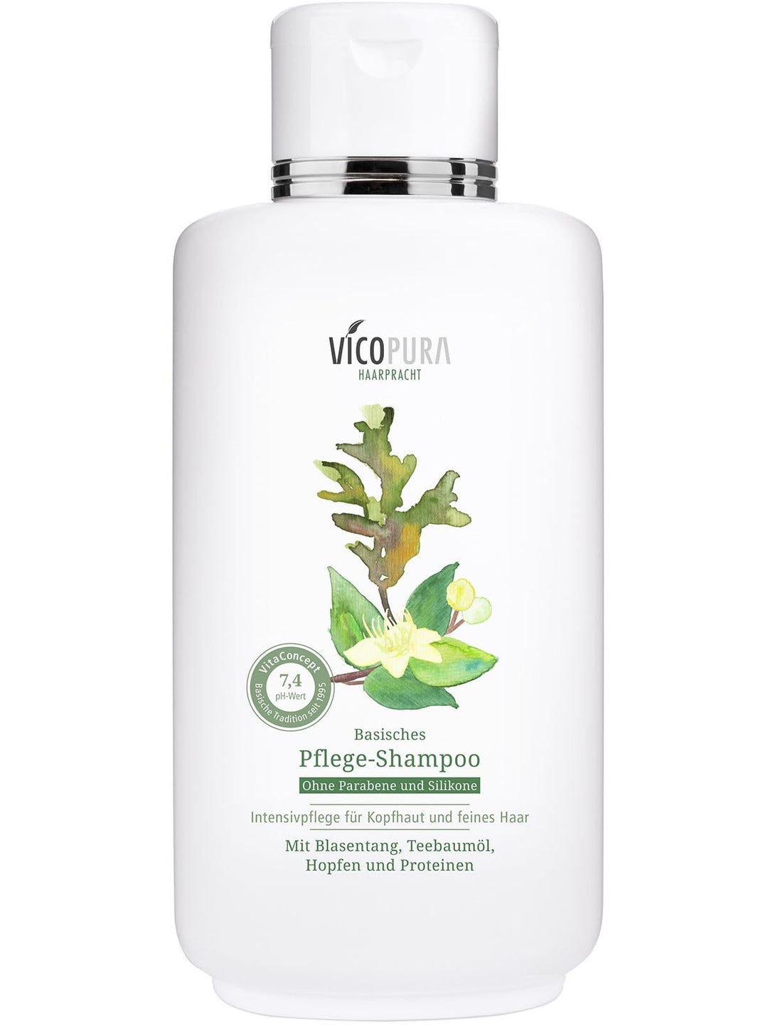 VICOPURA Pflege-Shampoo, basisches silikonfreies Haarshampoo, Volumenshampoo mit Teebaumöl, bei Kopf