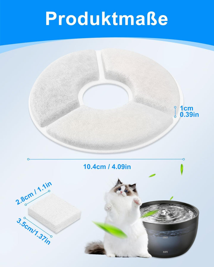 12+12 Stück Katzenbrunnen Filter für FEELNEEDY FN-W23 Trinkbrunnen, Trinkbrunnen Filter für 3L Trink