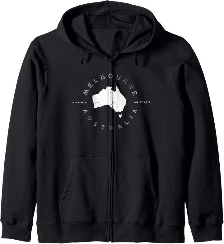 Melbourne Australia Weinlese Retro Kapuzenjacke