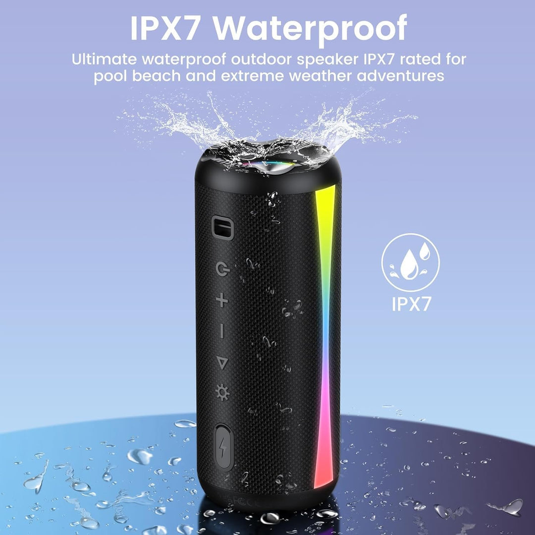 Bluetooth Lautsprecher, Musikbox Bluetooth 5.4 mit RGB Lichter, Bluetooth Box Freisprechfunktion für
