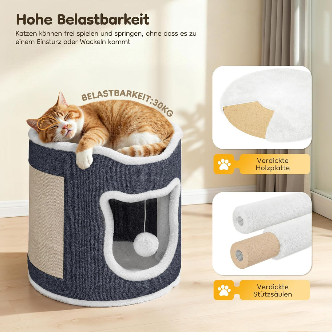 40x40x34cm Grosses Katzenhaus, belastbar 30 kg, Komfortables Katzenbett, Katzen Bettchen, Katzenhöhl