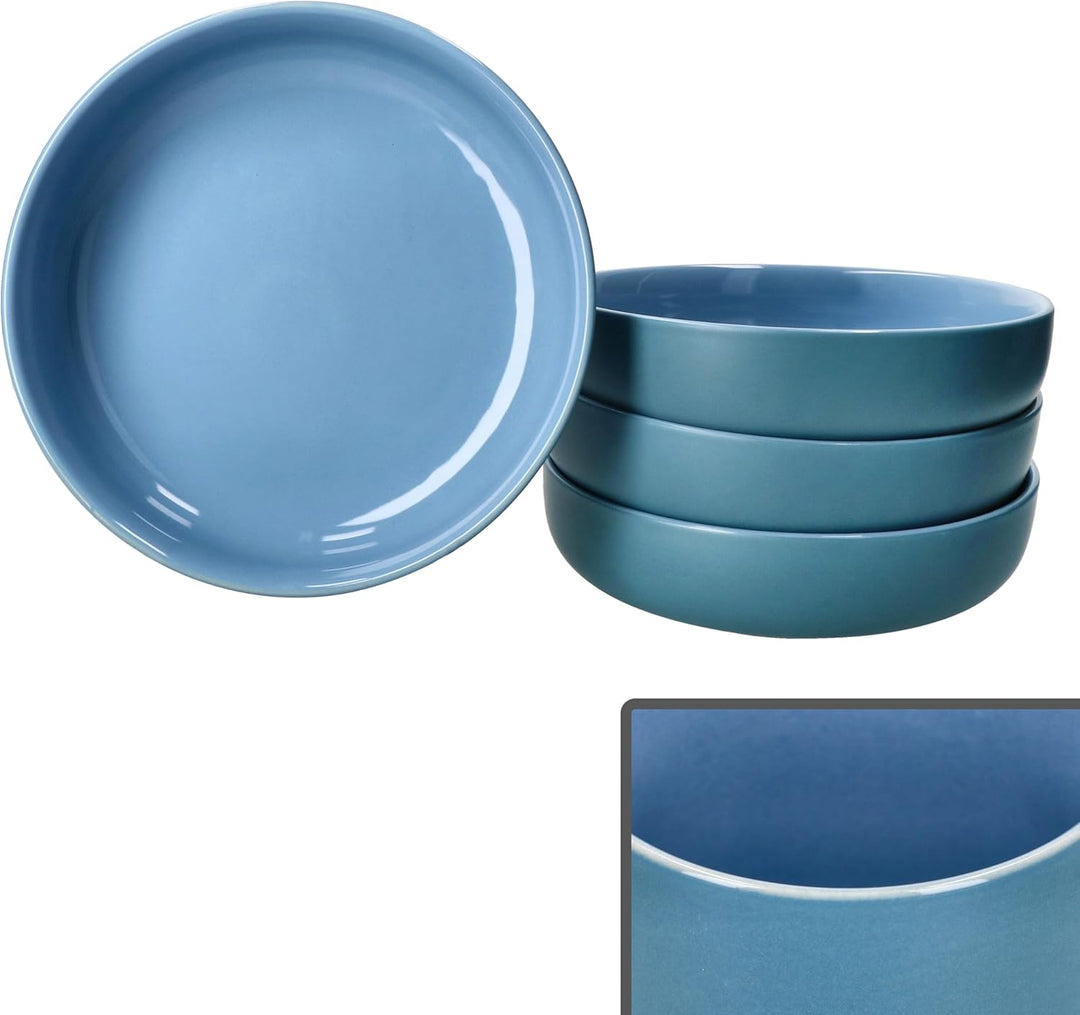 Ritzenhoff & Breker Jasper 4er Set Suppenteller Ozeanblau I 610 ml, Ø 19,3cm I Steingutteller für 4