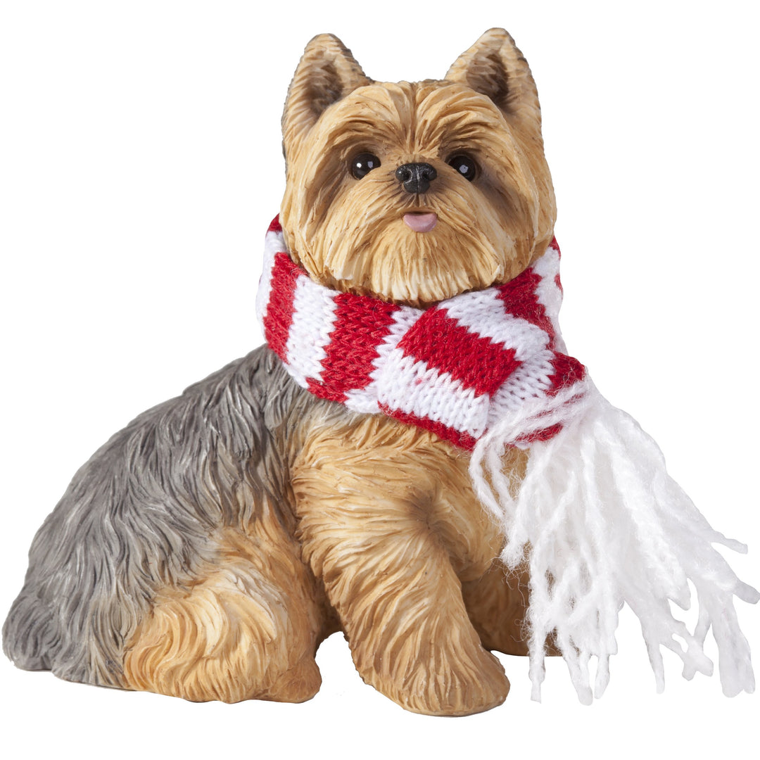 Sandicast Yorkshire Terrier with Red and White Scarf Christmas Ornament Ornament Yorkshire Terrier -