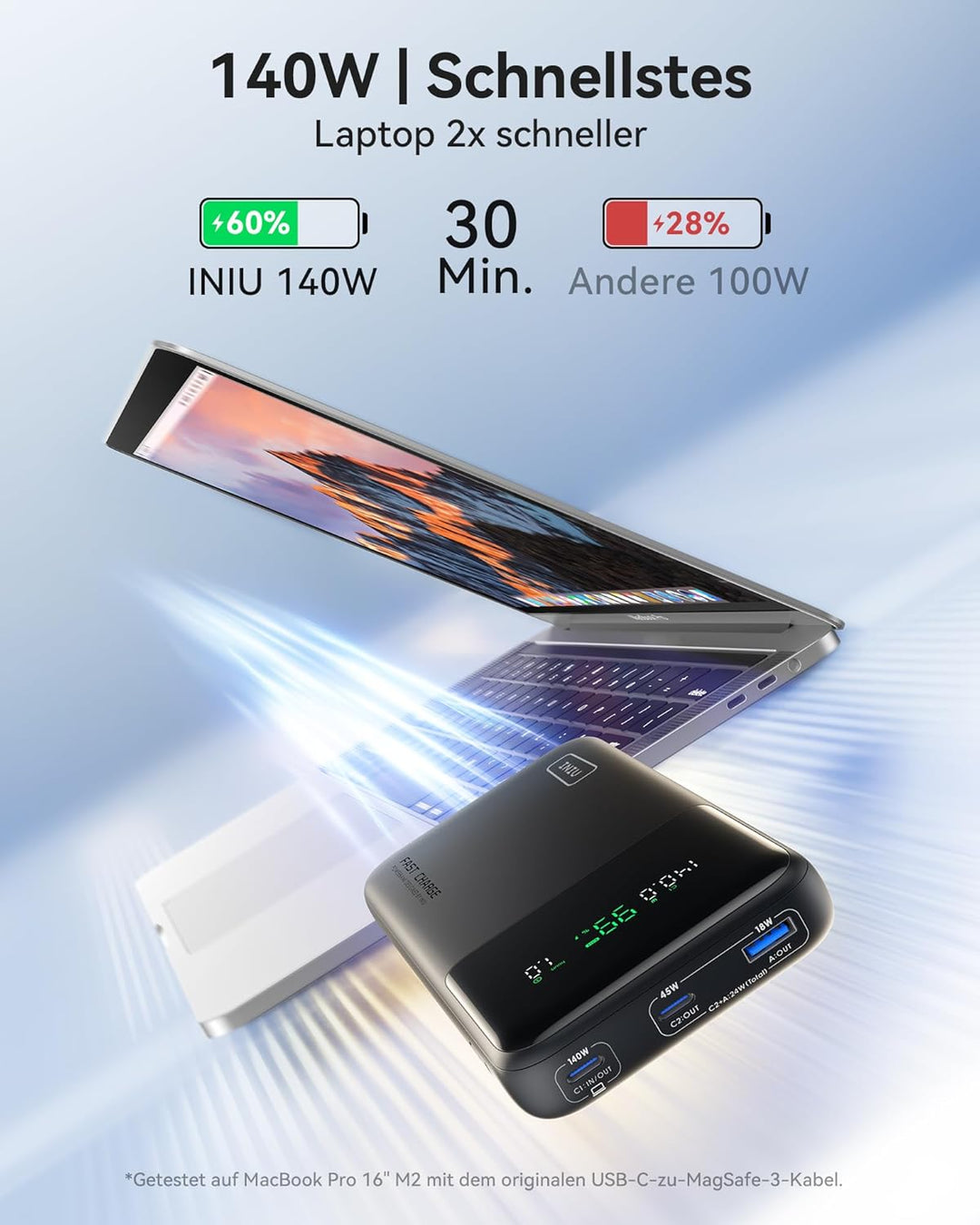 INIU Power Bank, 25000mAh 140W Powerbank leicht und leistungsstark Phone & Laptop, Schnelles Mini Ex