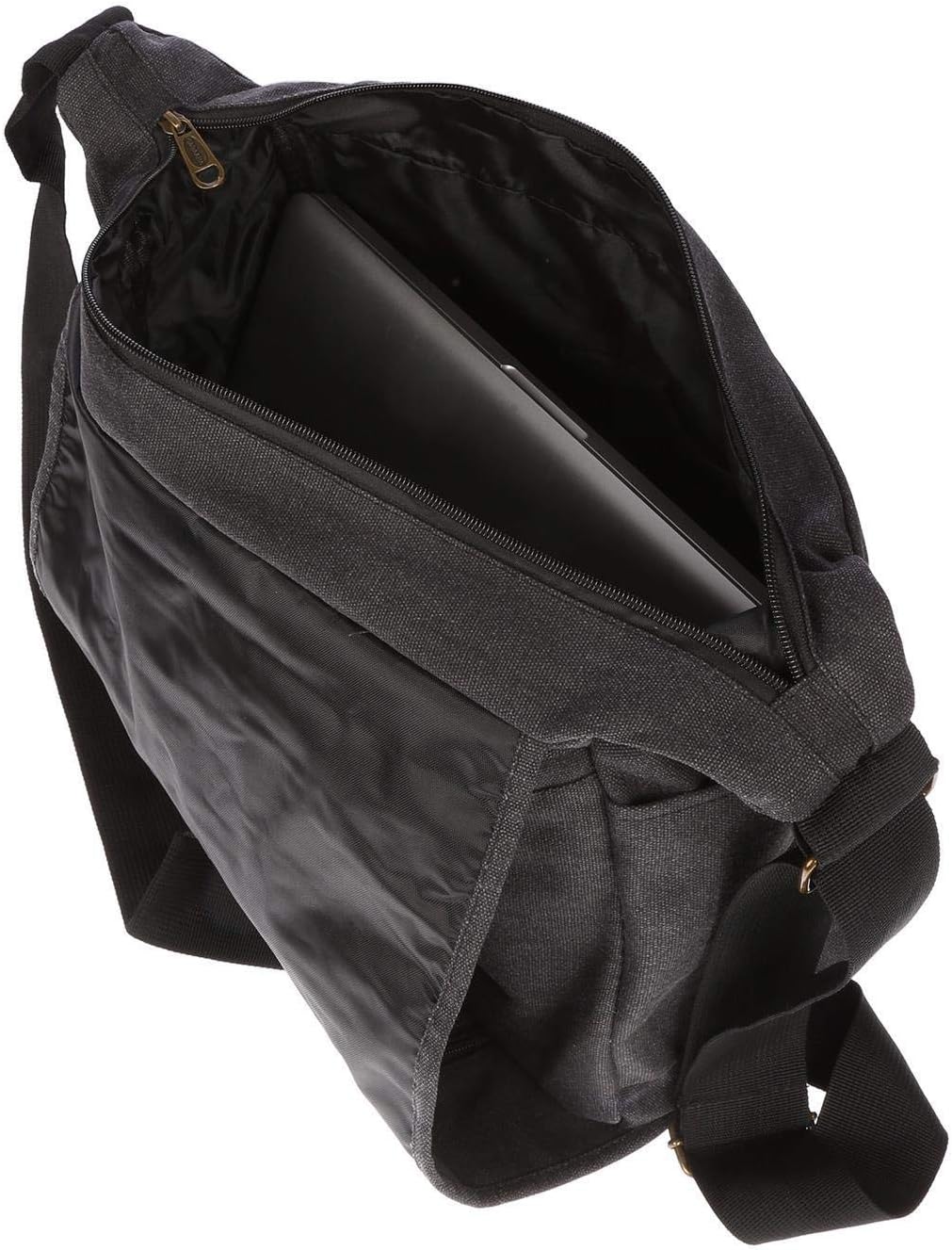 Christian Wippermann grosse XL Herren Damen Tasche Umhängetasche Canvas Messenger Bag Schwarz, Schwa