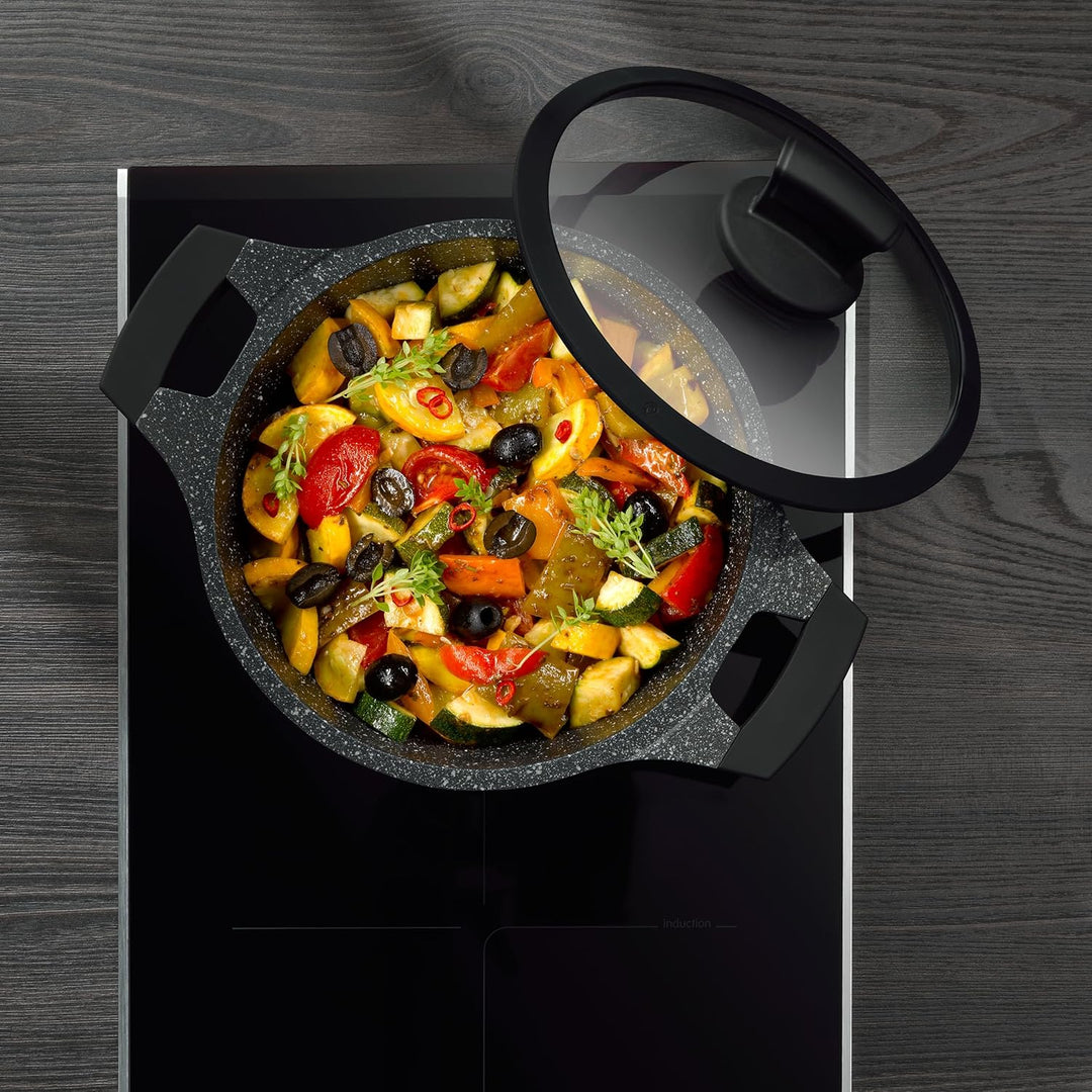 kela Kochtopf Stella Nova, Ø 20 cm, 2,2 L, Aluguss, schwarz, Allherdboden, antihaftbeschichtet, mit