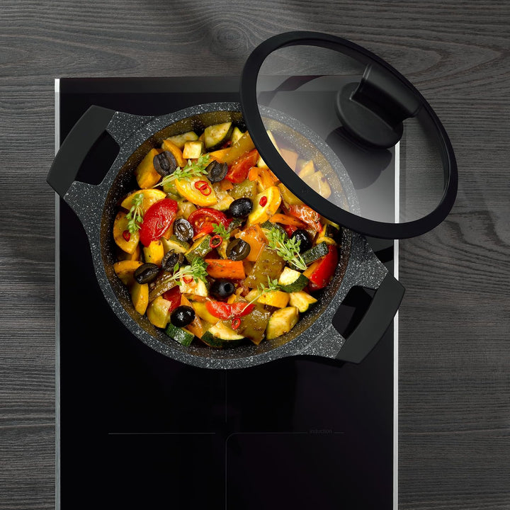 kela Kochtopf Stella Nova, Ø 20 cm, 2,2 L, Aluguss, schwarz, Allherdboden, antihaftbeschichtet, mit