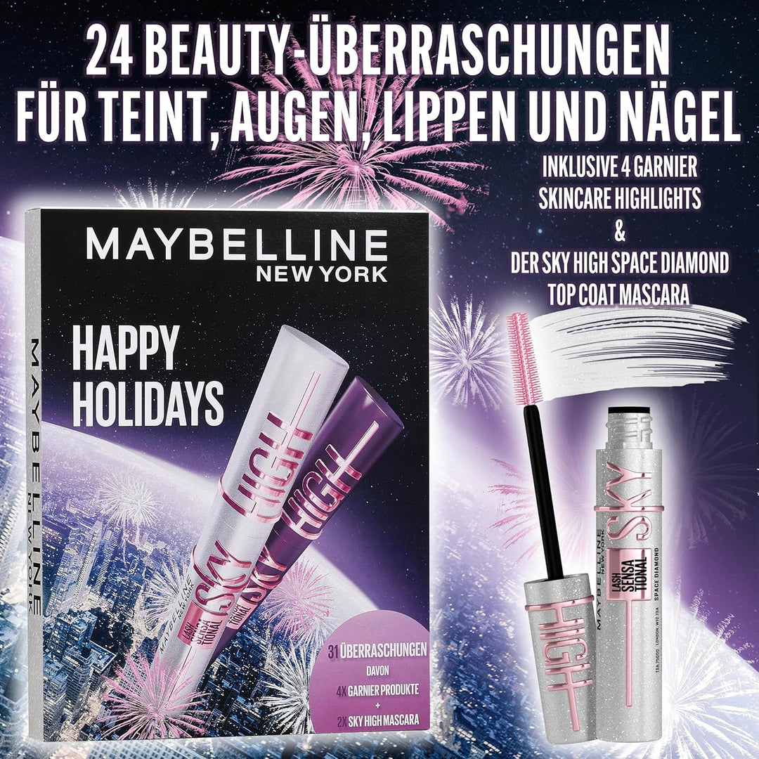 Maybelline New York Adventskalender 2025, Mit 31 Türchen für den gesamten Dezember, 26 Originalprodu