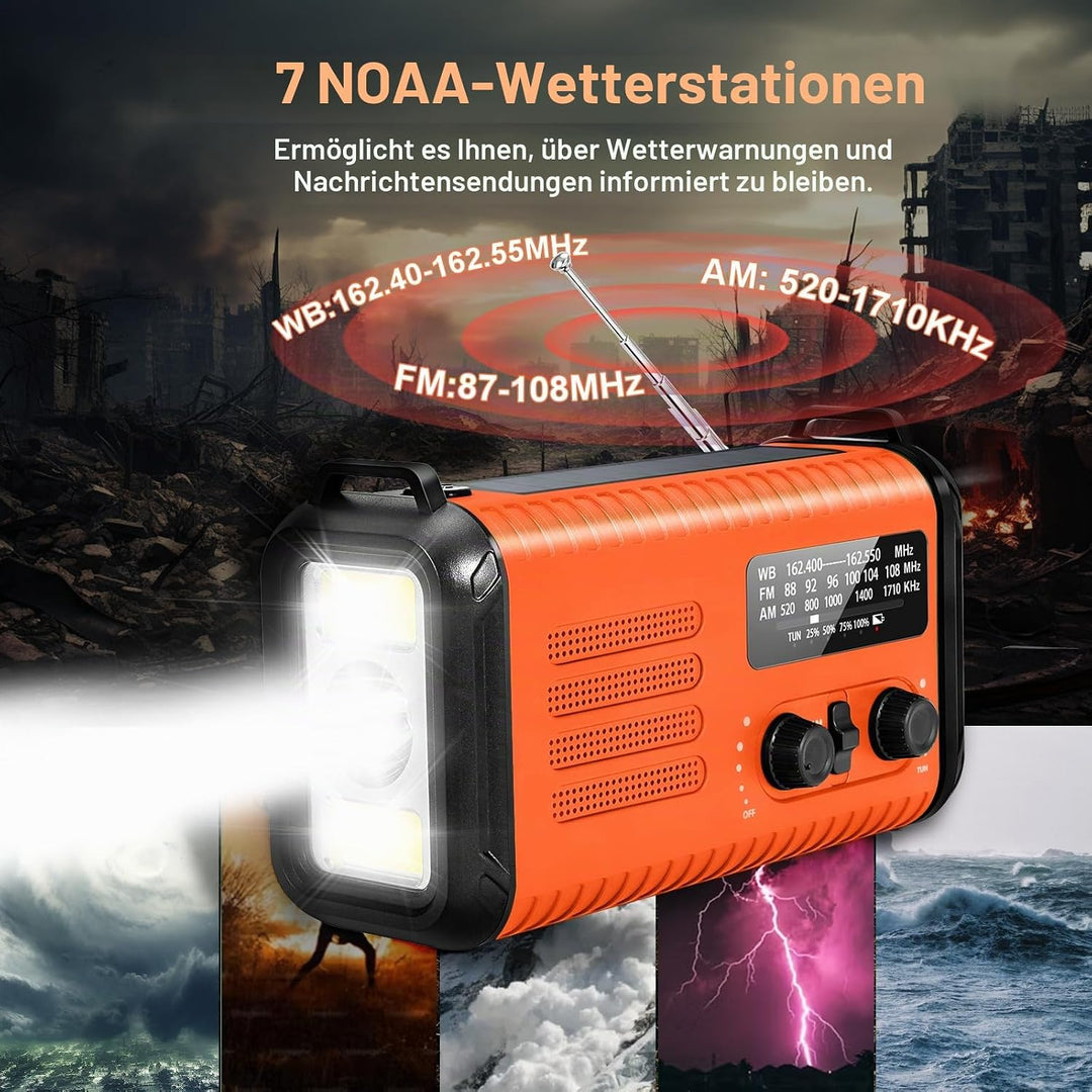 20000mAh Notfallradio, Solar-Hand Kurbelradio AM/FM-Wetterradio, batteriebetrieben mit Handy-Ladeger