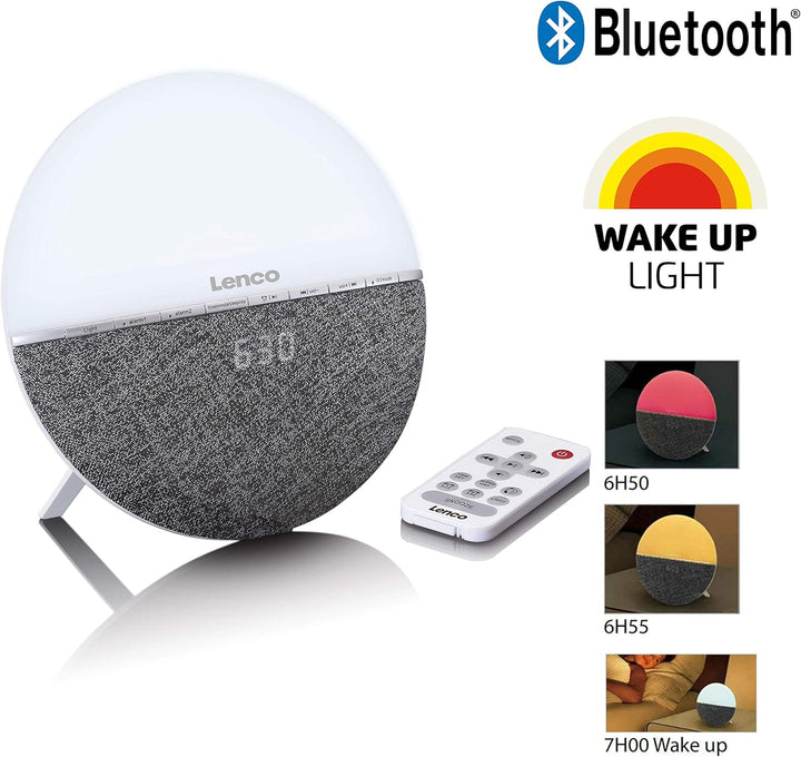 Lenco CRW-4 Uhrenradio - Wellness Wake-Up-Light - Lichtwecker mit Bluetooth - PLL FM Empfänger - zwe