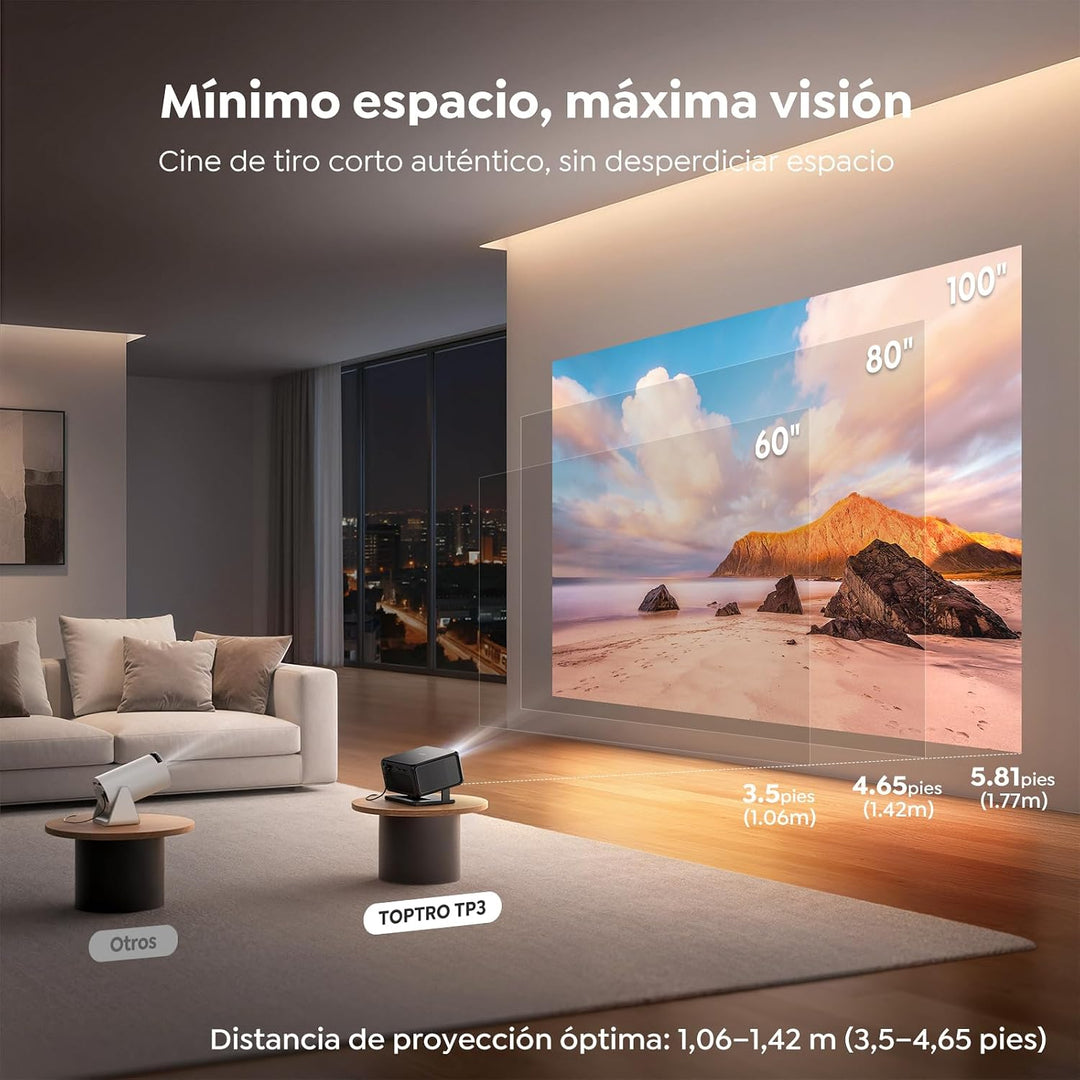 Beamer 4K Unterstützt, Smart Beamer Heimkino 1080P FHD, Autofokus &amp; Trapezkorrektur, WiFi Bluetooth