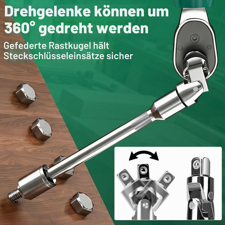 40-tlg Werkzeugkoffer,1/4 Zoll Ratschenschlüssel Set,Steckschlüsselsatz,Bits,Magnetgriff,Verlängerun