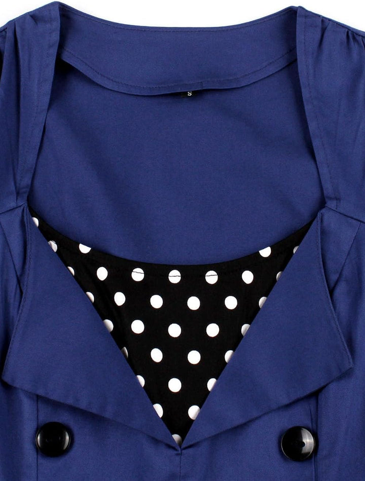Axoe Damen 50er Jahre Kleider mit Gepunkte Rockabilly XL Navy, XL Navy