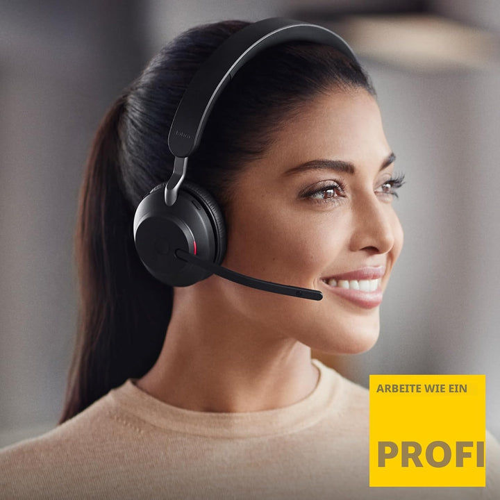 Jabra Evolve2 65 Wireless PC Headset – Noise Cancelling UC Certified Stereo Headphones with Long-Las