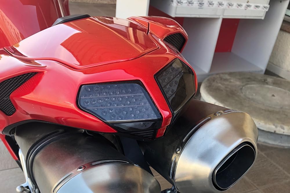 aVDB-moto LED-Bremslicht mit integrierten Blinker kompatibel mit Ducati 848, 1098, 1198 (Getönt), Ge