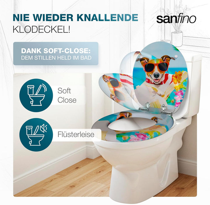 Premium WC Sitz mit Absenkautomatik – hochwertige Toilettendeckel aus Holz, viele bunte Motive, hohe
