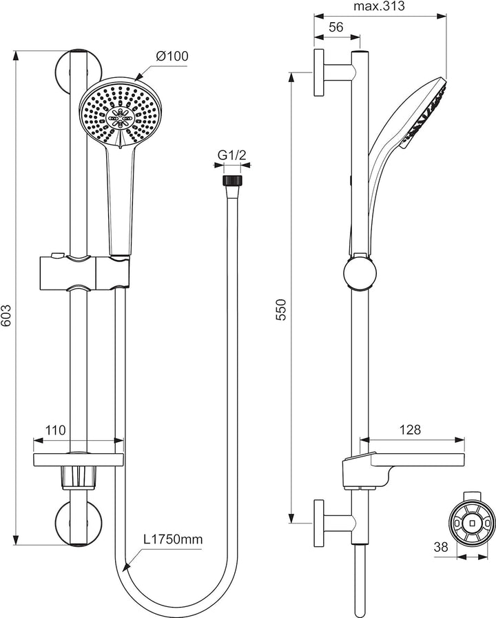 Ideal Standard B9415AA Idealrain Brausekombination Aufputz