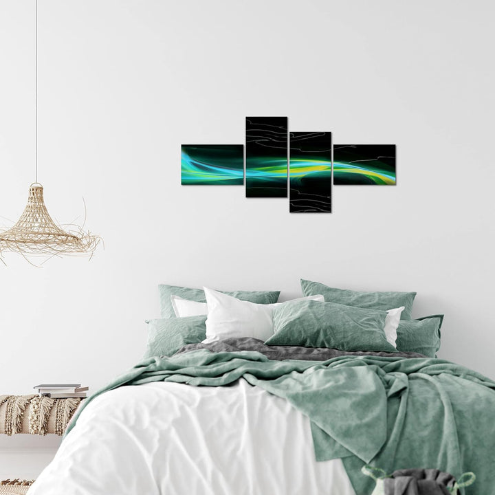 Runa Art Bild Modern Abstrakt - Made in Germany - Wandbilder Schwarz Türkis Grün 4 Teilig 103242b 10