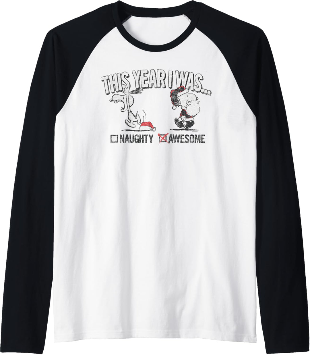 Peanuts Snoopy Naughty Fantastische Weihnachten Raglan