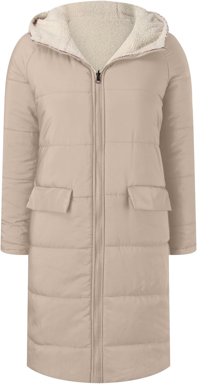 Duohropke Sherpa Jacken für Damen,Wendemantel für Damen,Damen 2023 Herbst Mode Mäntel,Damen Zip Up W
