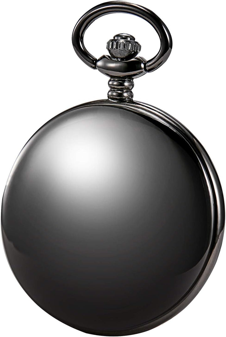 TREEWETO Taschenuhr Unisex Taschenuhr mit Kette Analog Mechanisch Handaufzug Doppelscharnier Antik R