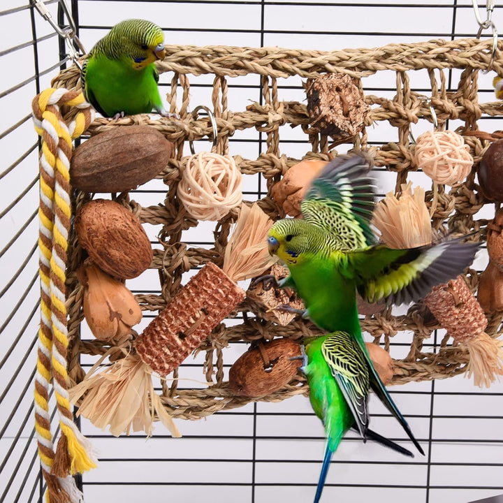 Wellensittich Spielzeug, Papagei Kauspielzeug Vogelspielzeug Natürliches Sicheres Holz Block Schauke