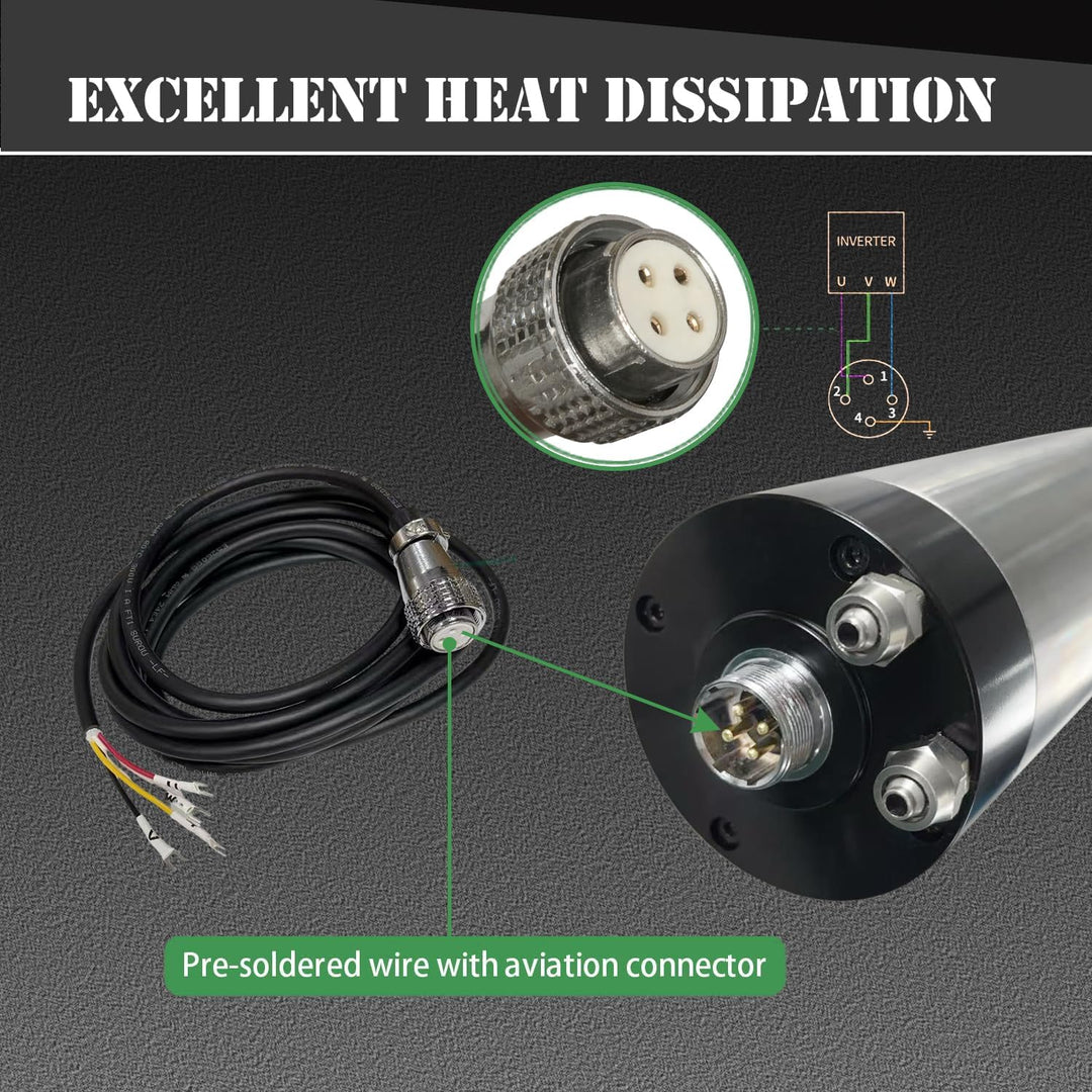 CNC-Spindelmotor-Kits, 220V 3KW 100mm wassergekühlter Spindelmotor CNC-Motor +220V 3.7KW VFD+Clamp M