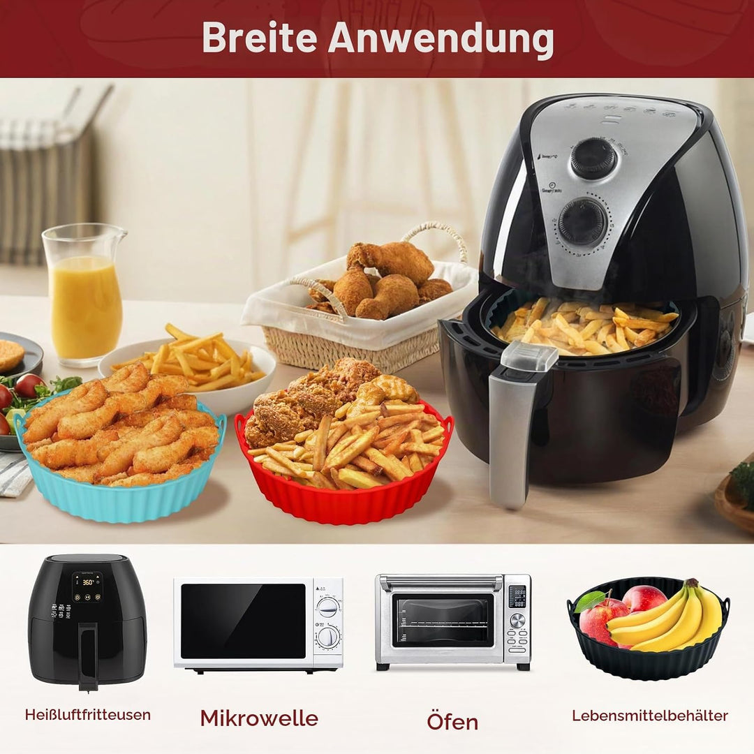 Alyvisun Silikonform für Heissluftfritteuse, 3 Stück Air Fryer Silikonmatte Wiederverwendbar Silikon