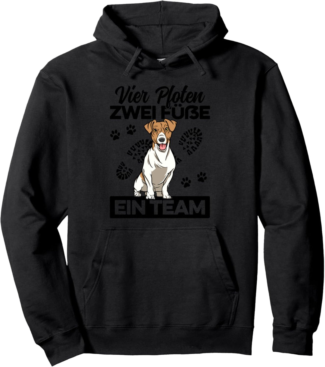 Vier Pfoten Zwei Füsse Ein Team Hundebesitzer Hund Gassi Pullover Hoodie