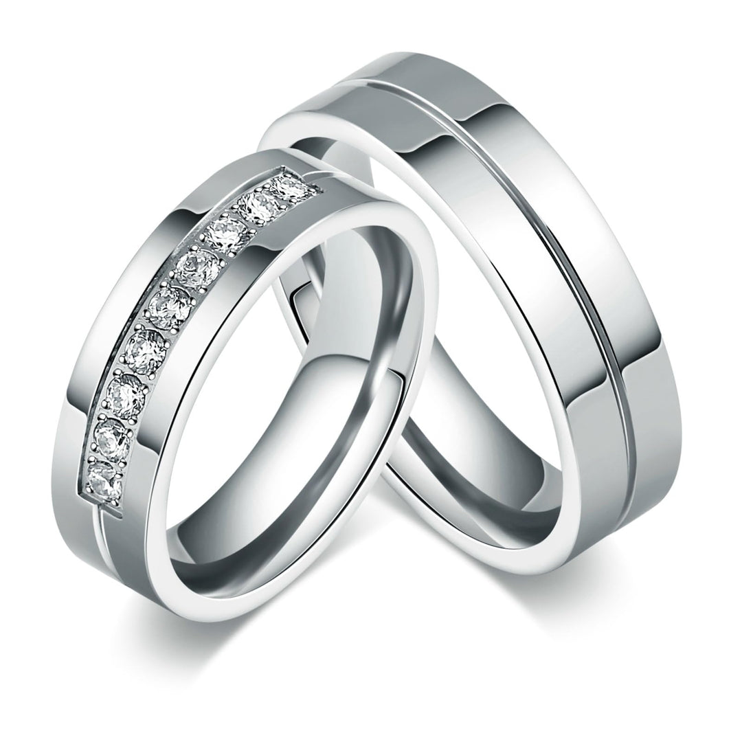 Bishilin Verlobungsringe Paar Ringe Set, Damen Herren Ringe Edelstahl 6MM mit Zirkonia Eheringe Part