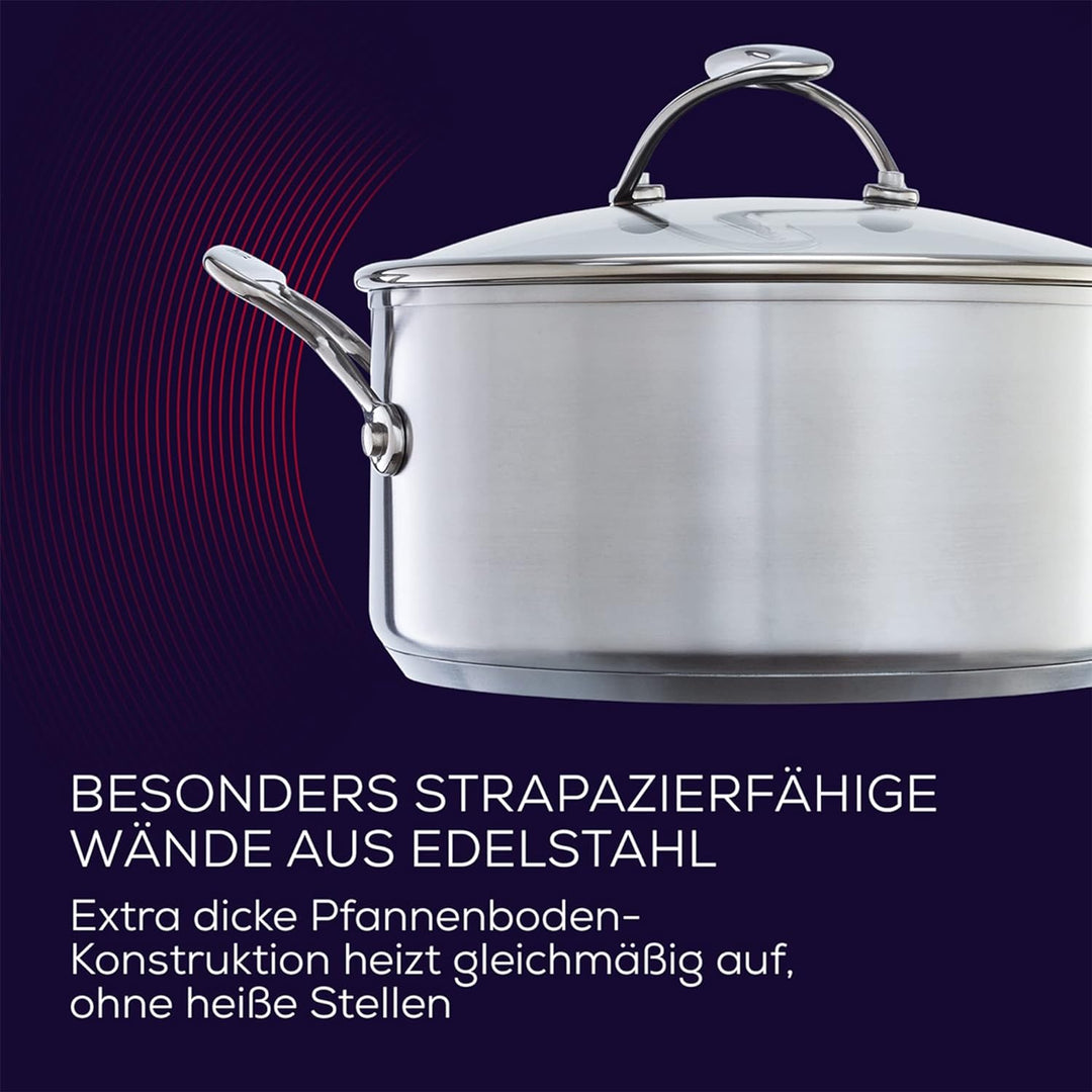 Circulon SteelShield Edelstahl Pfanne Induktion mit Pfannenwender - Bratpfanne 22 cm- Spülmaschinenf