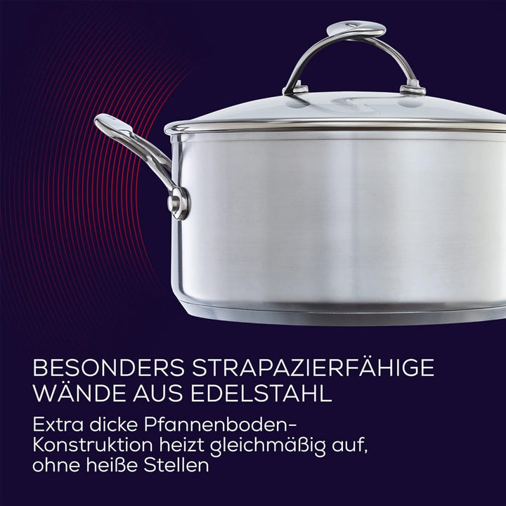 Circulon SteelShield Edelstahl Pfanne Induktion mit Pfannenwender - Bratpfanne 22 cm- Spülmaschinenf