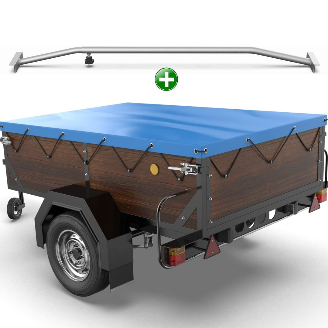 Tarpofix® Anhängerplane Flachplane 160 x 115 x 7,5 cm + 1x Planenbügel (verstellbar 100-145 cm) - ra