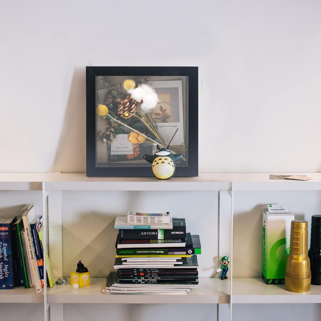 GraduatePro Bilderrahmen zum Befüllen Tief für Objekte Schwarz mit Glas Hochzeit 3D Box Deko Wand Od