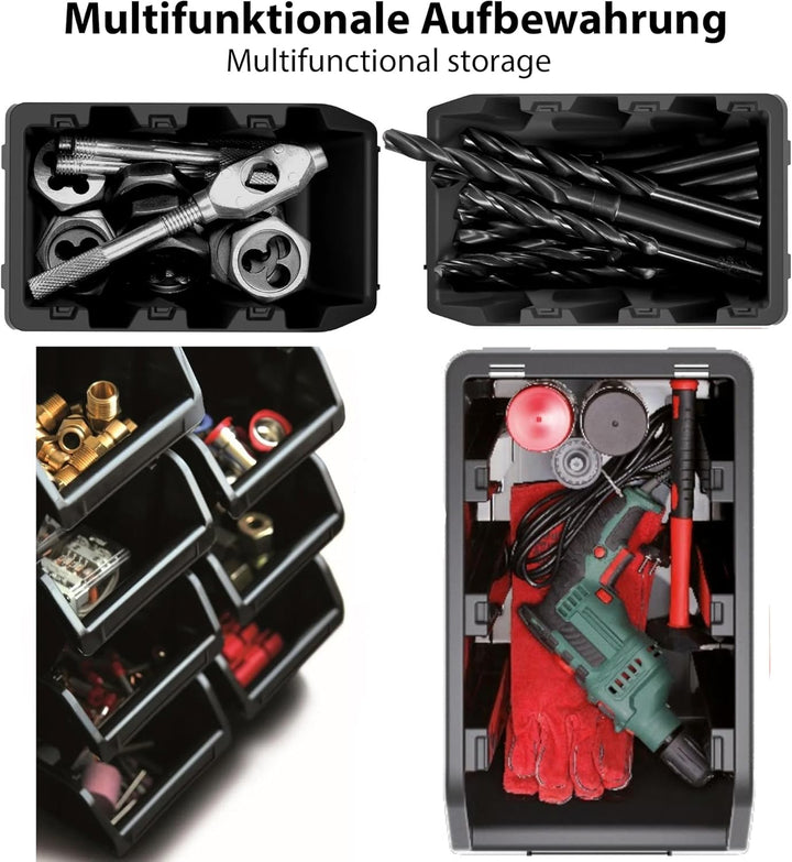 Werkstatt-Stapelkiste, Stapelbox aus PP Kunststoff, Sichtbox Stapelbox, Lagerboxen für Werkzeugswand