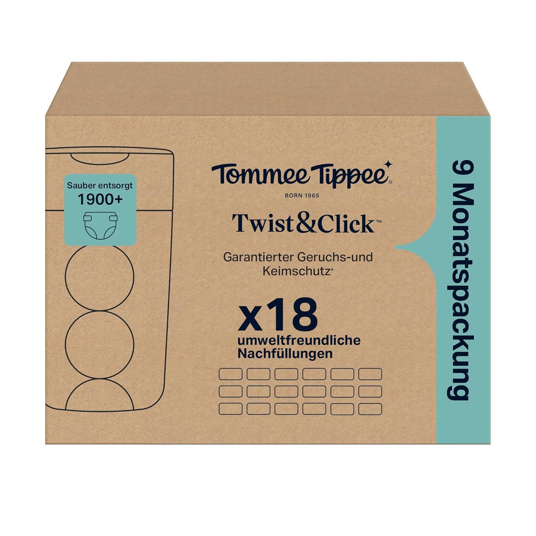Tommee Tippee Umweltfreundliche Nachfüllpackungen für Windeleimer, Twist & Click, Greenfilm, antibak