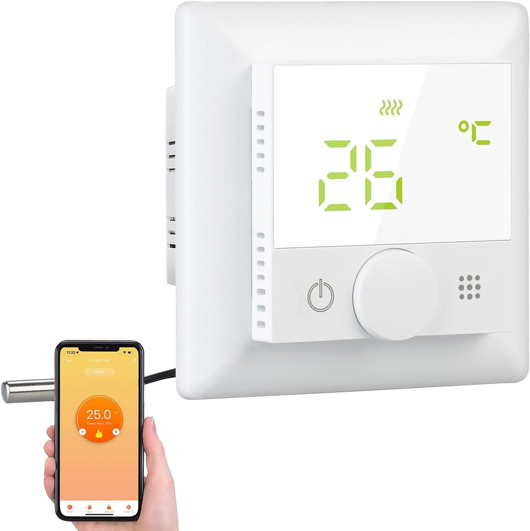 revolt Raumthermostat: WLAN-Fussbodenheizungs-Thermostat mit Sprachsteuerung und App, weiss (WiFi Th