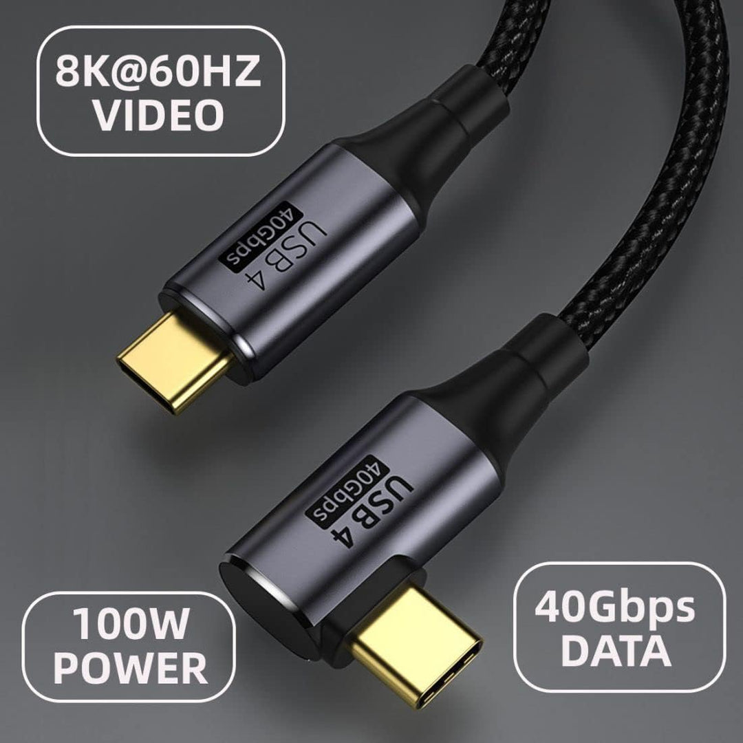 ChenYang CY 90 Grad abgewinkelt USB-C auf Type-C USB4 Kabel 40 Gbit/s mit 100W Aufladung UHD 8K 5K 4