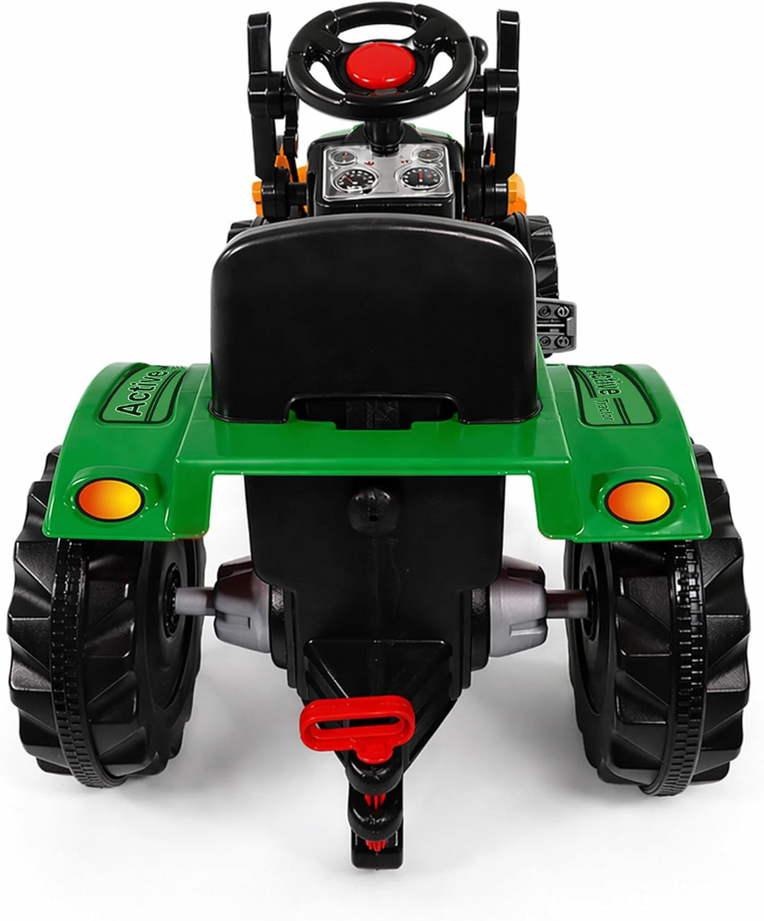 Lemodo Trettraktor grün mit Schaufel, Kindertraktor ab 3 Jahre, Verstellbarer Sitz, innenliegende Ke