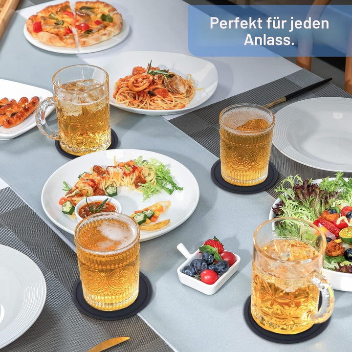 Silikon Untersetzer Rund für Gläser, 12er Set Hitzebeständig und rutschfest Untersetzer, Ungiftiger