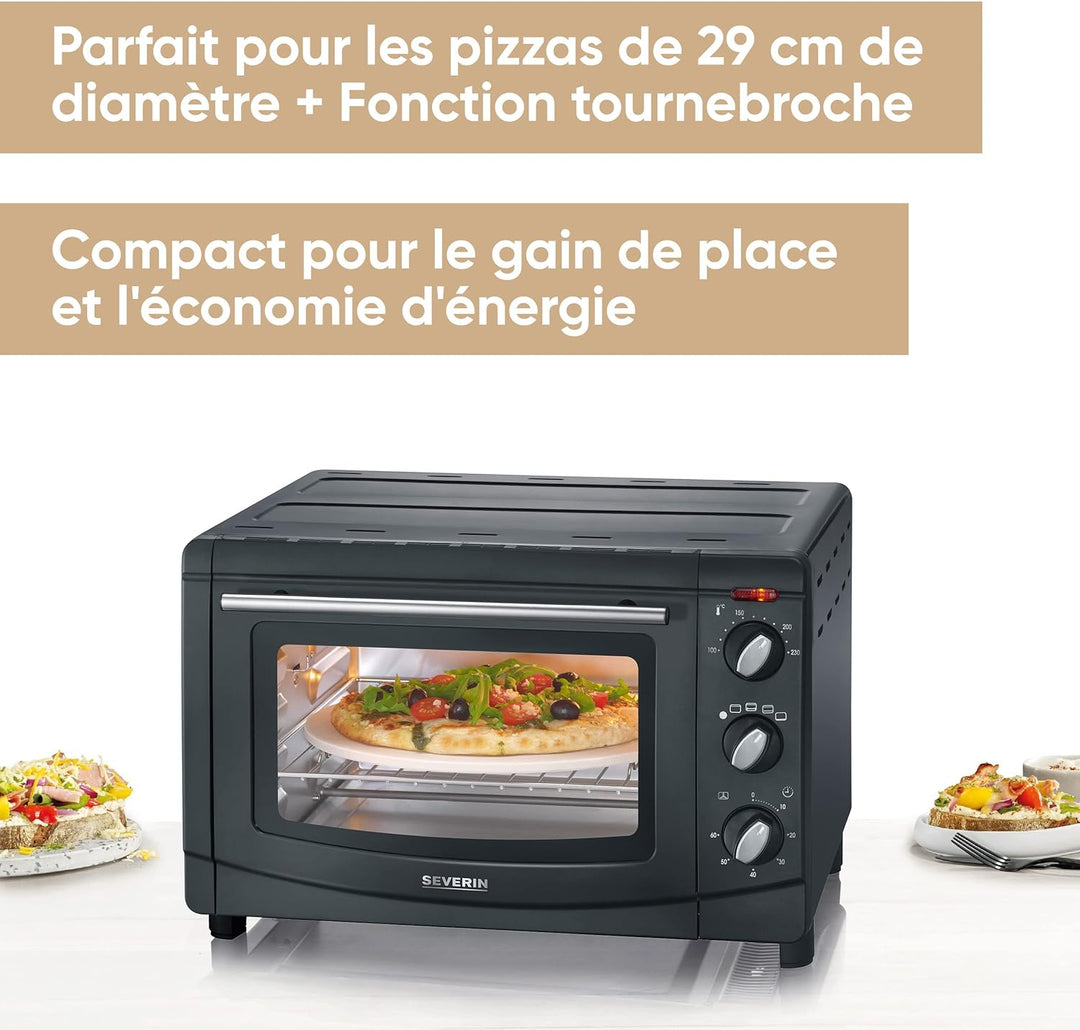 SEVERIN Back- und Toastofen mit Umluftfunktion, Mini Backofen, Heissluftofen mit 20 L Kapazität, 1.5