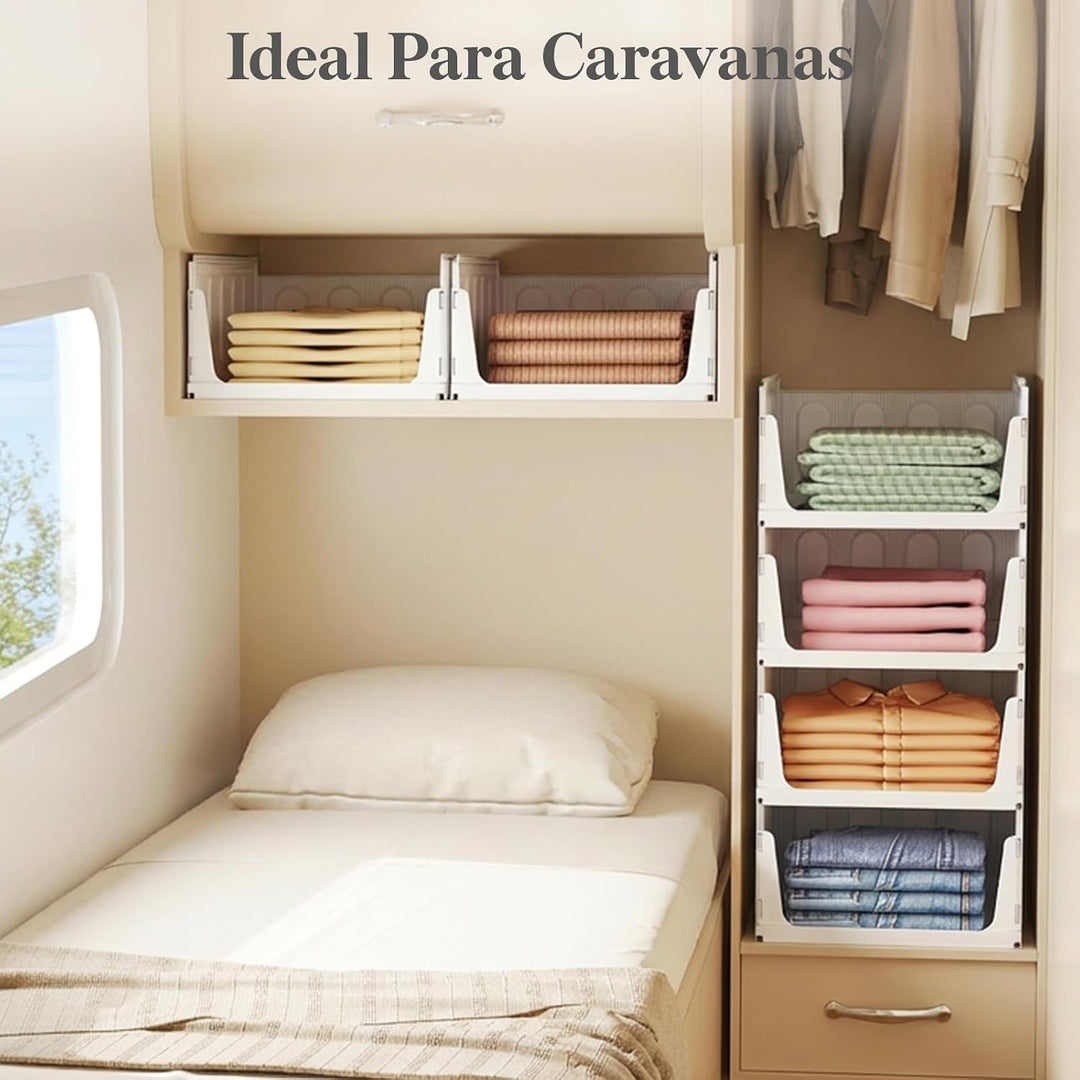 Lifewit 8er Set Stapelbare Kleiderschrank Organizer 42 cm Tief | Ausziehbar Kunststoff Ordnungssyste